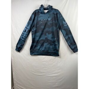 Xbox Halo Infinite Hoodie Mens Large Blue Camo Meta Threads UNSC Pullover